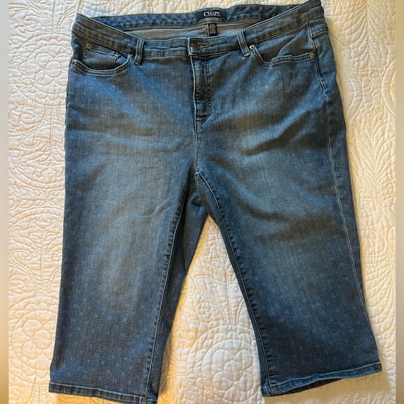 Chaps Stretchy Blue Denim Capris Sz 18W - Picture 1 of 11